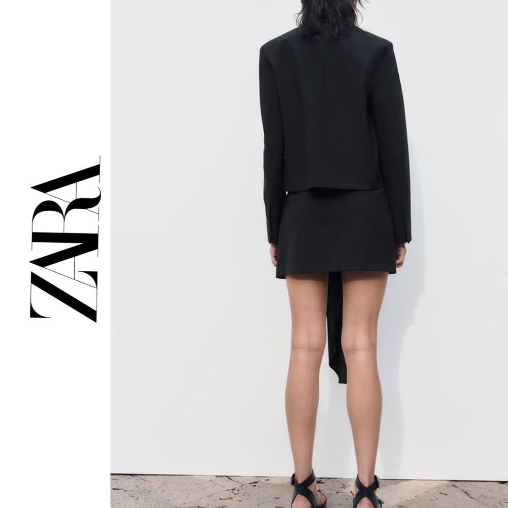 ZARA CROPPED WOOL BLEND BLAZER - Picture 4 of 10